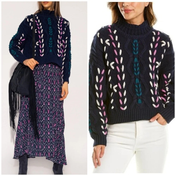 ISABEL MARANT ÉTOILE Navy Zola Cable-Knit Sweater Pullover SZ FR 38, US 6, M - Picture 1 of 9